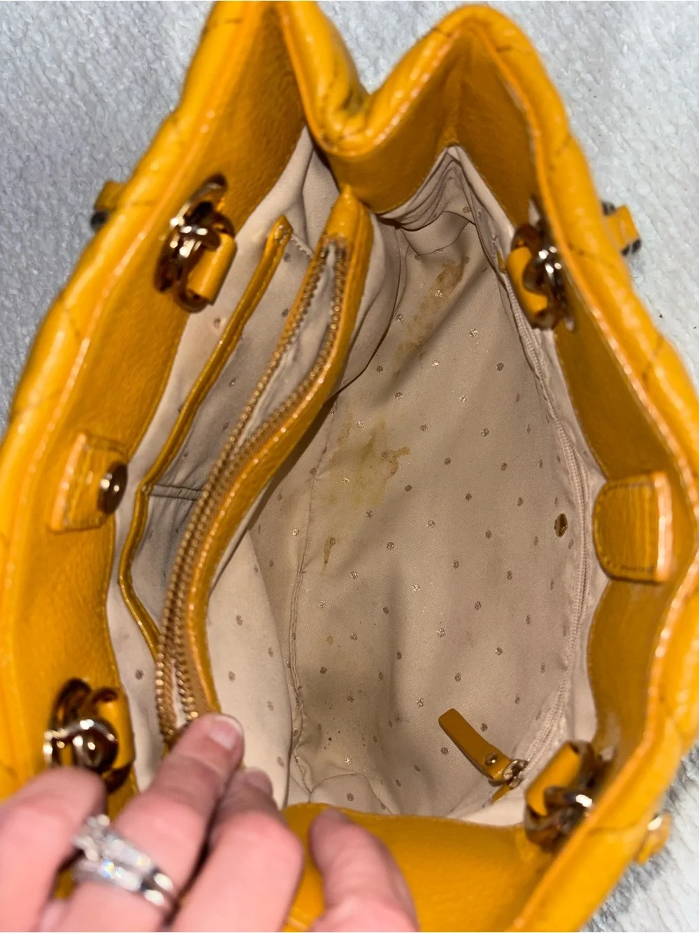 kate spade Quilted Mustard Yellow Leather Shoulder Bag with Chain Handles
